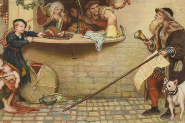 The Proclamation of Weights and Measures, A.D 1556, 1889 Coloured chalks by Ford Madox Brown (1821-1893)