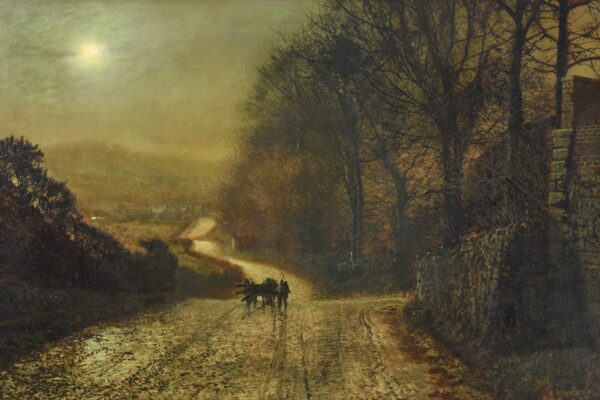 The Wagoner, 1875 Oil on board by John Atkinson Grimshaw (1836-1893)