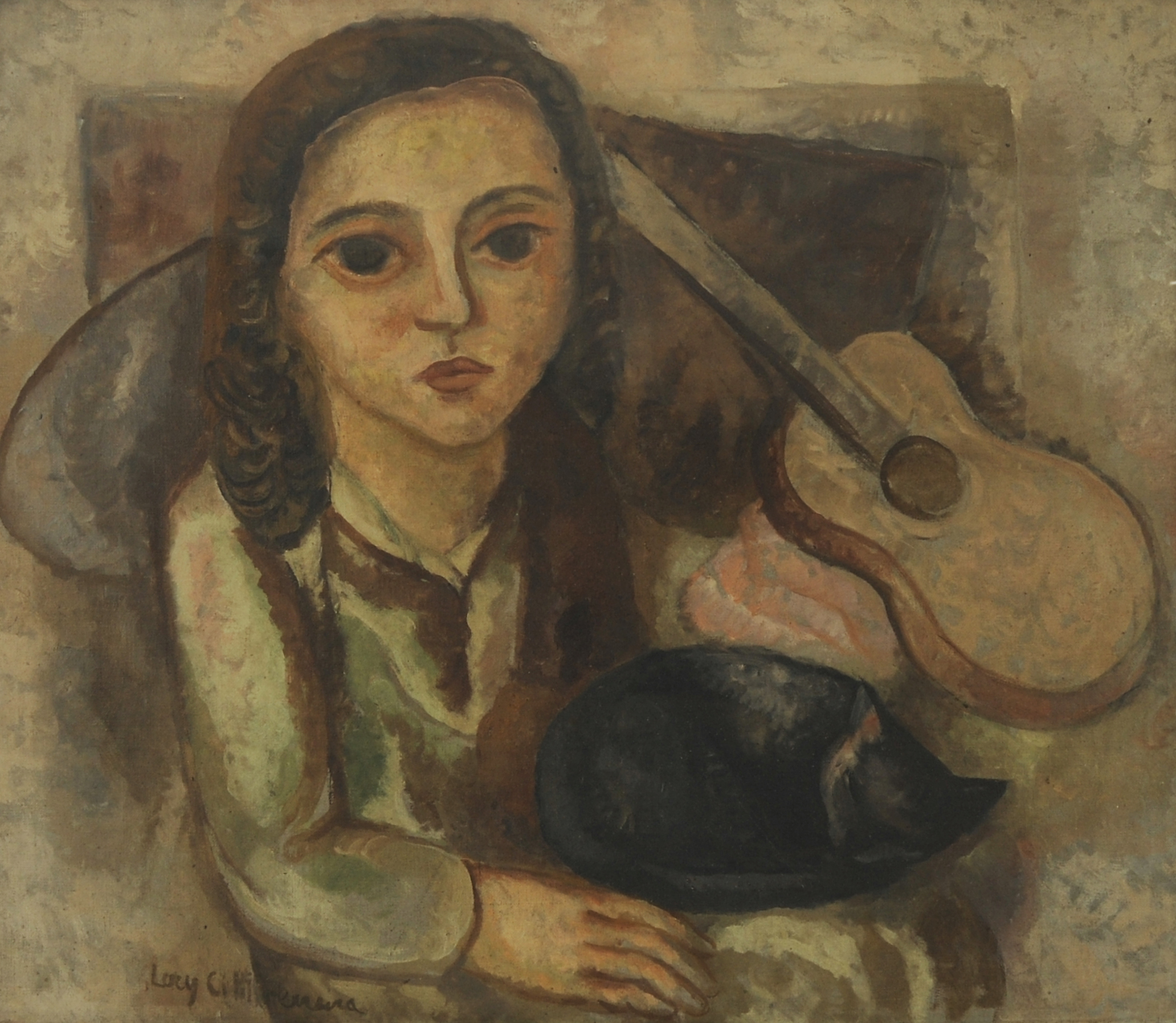 Menina e Gato (Girl with a Cat), 1943 Lucy Citti Ferreira (1914-2008) Oil on canvas